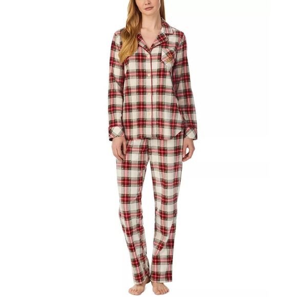 New! RALPH LAUREN Women's Plaid Microfleece Pajama PJ Set Top & Pant Packaged XL - Picture 1 of 6